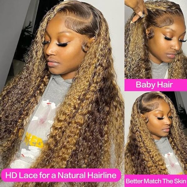 Highlight Ombre Lace Front Wig Human Hair - Honey Blonde - Image 4