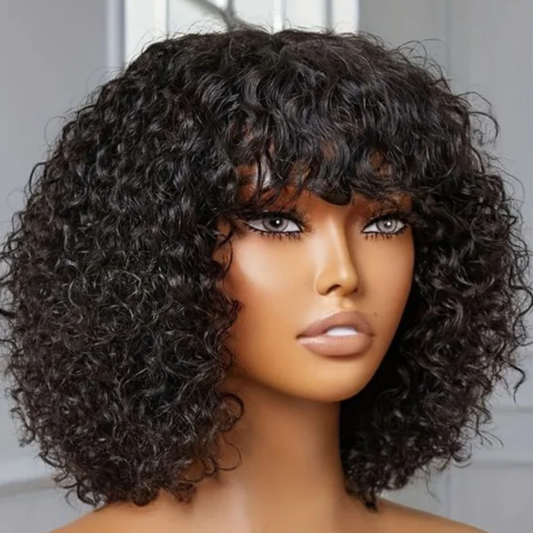 Jerry Curly Short Bob Human Hair Wigs - Glueless Wig - Image 24