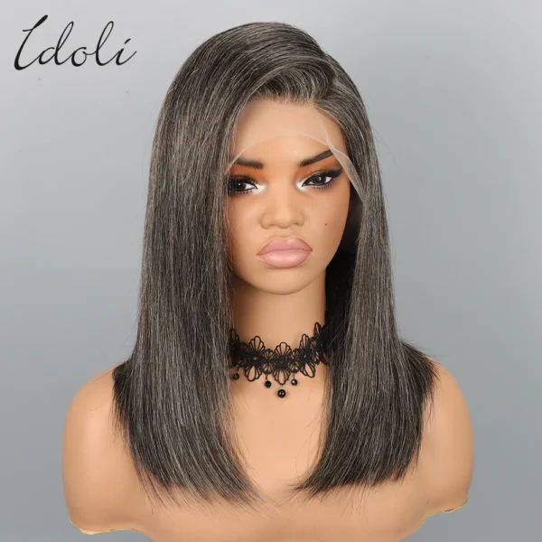 Grey Wigs Human Hair Bob Wig 13x4 Straight Lace Front Wigs - Image 6