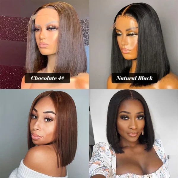13x4 Lace Front Human Hair Wigs Straight Wigs Frontal Bob Wigs Blunt Cut Bone Straight - Image 6
