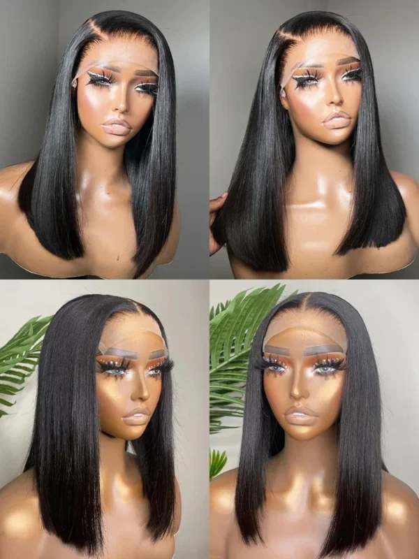 13x4 Lace Front Human Hair Wigs Straight Wigs Frontal Bob Wigs Blunt Cut Bone Straight - Image 2