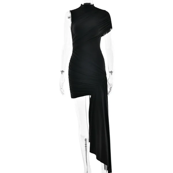 Irregular Pleated Tassels Mini Dress - Image 21