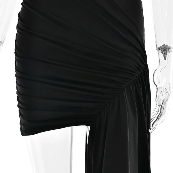 Irregular Pleated Tassels Mini Dress - Image 25