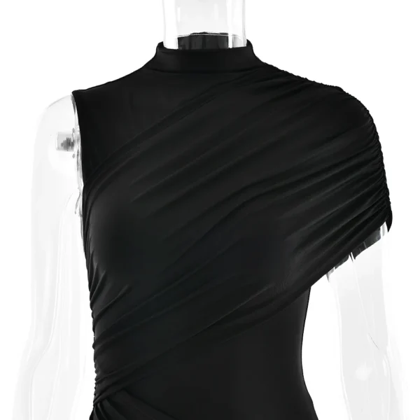 Irregular Pleated Tassels Mini Dress - Image 24