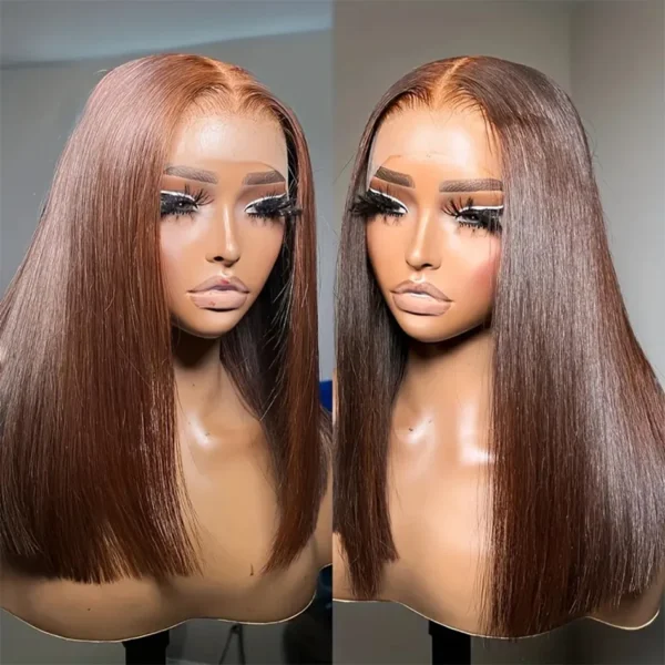 13x4 Lace Front Human Hair Wigs Straight Wigs Frontal Bob Wigs Blunt Cut Bone Straight - Image 4