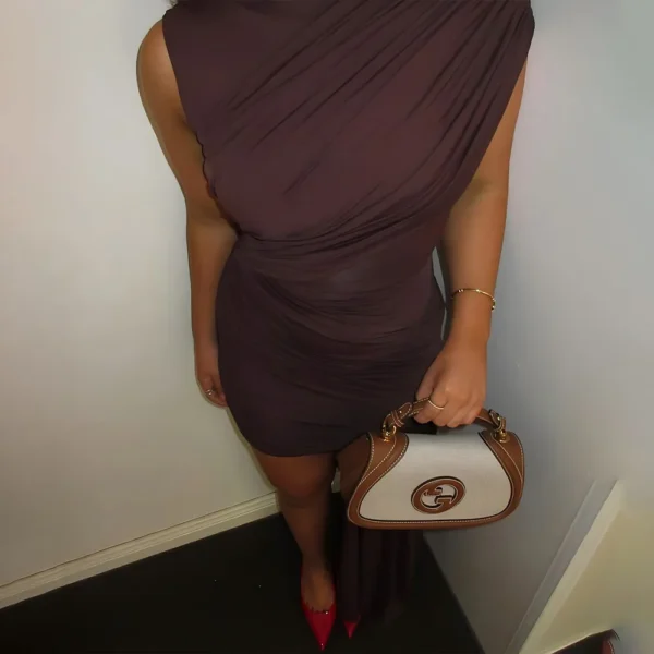 Irregular Pleated Tassels Mini Dress - Image 11