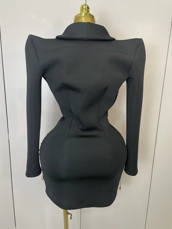 Crystal Chains Pearls Long Sleeve Mini Dress - Image 11