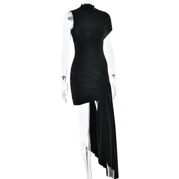 Irregular Pleated Tassels Mini Dress - Image 22