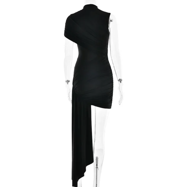Irregular Pleated Tassels Mini Dress - Image 23