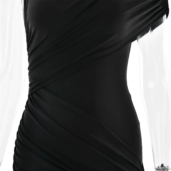 Irregular Pleated Tassels Mini Dress - Image 28