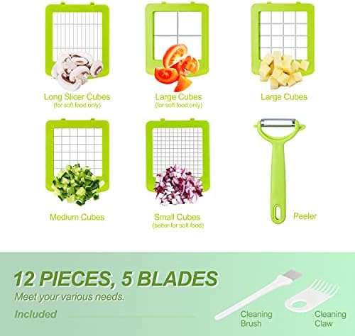 12 in 1 Vegetable Chopper Vegetable Dicer Multifunctional Vegetable Cutter Salad Chopper Onion Chopper Potato Cutter Onion Dicer Veg Dicer Veg Chopper with Container, Peeler, Cleaning Brush Amazon.co.uk: Home & Kitchen - Image 9