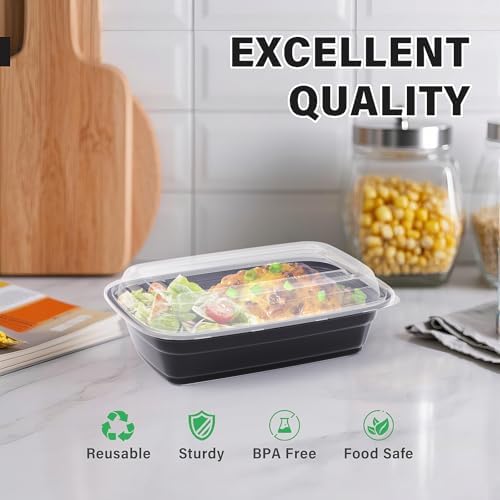 Femora 50 Pack 32 oz Reusable Meal Prep Containers with Lids - Bento Plastic Lunch Box for Food Storage, Take-Out & Meal Prep | Microwave, Dishwasher, Freezer Safe Amazon.co.uk: Home & Kitchen - Image 11