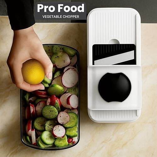 SHAHARIA Vegetable Chopper, 14-in-1 Food Slicer, Onion Chopper, Mandoline Vegetable Slicer, Cutter, Spiralizer, 7 Stainless Steel Blades and Includes a Food Storage for Kitchen. Amazon.co.uk: Home & Kitchen - Image 9