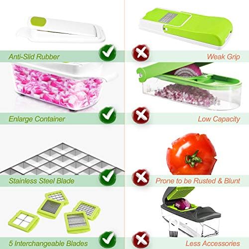12 in 1 Vegetable Chopper Vegetable Dicer Multifunctional Vegetable Cutter Salad Chopper Onion Chopper Potato Cutter Onion Dicer Veg Dicer Veg Chopper with Container, Peeler, Cleaning Brush Amazon.co.uk: Home & Kitchen - Image 11