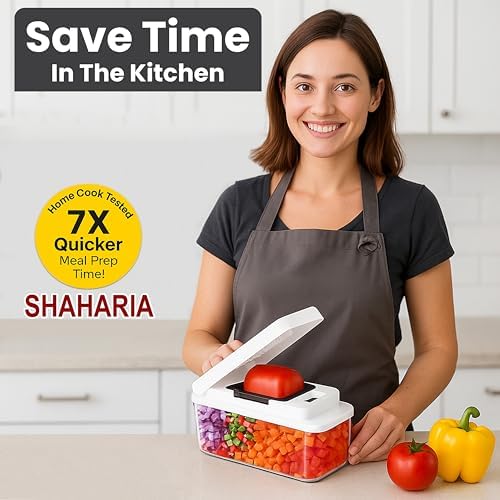 SHAHARIA Vegetable Chopper, 14-in-1 Food Slicer, Onion Chopper, Mandoline Vegetable Slicer, Cutter, Spiralizer, 7 Stainless Steel Blades and Includes a Food Storage for Kitchen. Amazon.co.uk: Home & Kitchen - Image 16