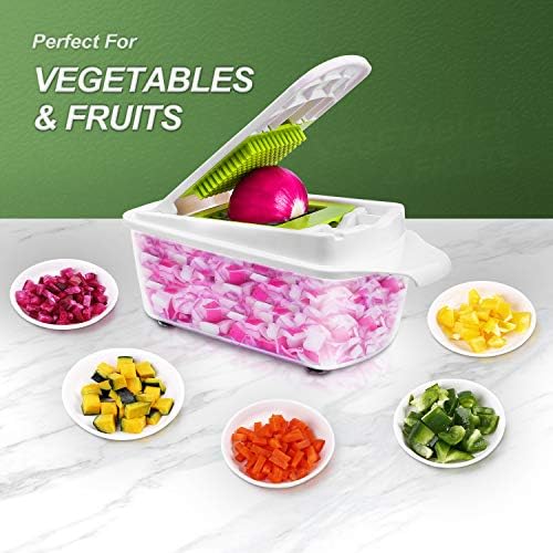 12 in 1 Vegetable Chopper Vegetable Dicer Multifunctional Vegetable Cutter Salad Chopper Onion Chopper Potato Cutter Onion Dicer Veg Dicer Veg Chopper with Container, Peeler, Cleaning Brush Amazon.co.uk: Home & Kitchen - Image 14
