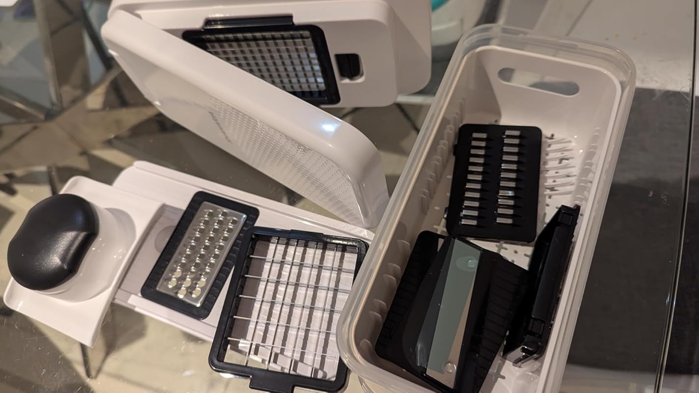 SHAHARIA Vegetable Chopper, 14-in-1 Food Slicer, Onion Chopper, Mandoline Vegetable Slicer, Cutter, Spiralizer, 7 Stainless Steel Blades and Includes a Food Storage for Kitchen. Amazon.co.uk: Home & Kitchen - Image 29