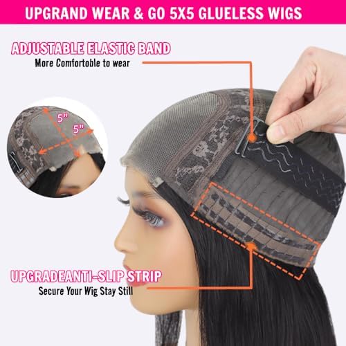 Glueless Bob Wig Human Hair Pre Plucked - Image 3
