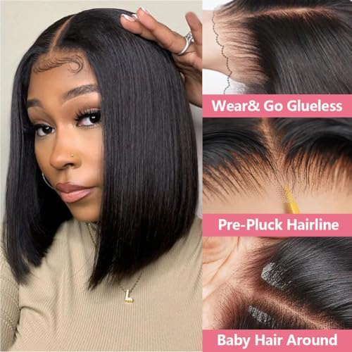 Glueless Bob Wig Human Hair Pre Plucked - Image 2