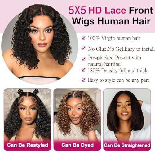 Deep Wave Glueless Bob Wig Human - Image 3